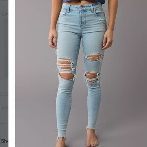 AE Next Level High-Waisted Ripped Jegging in super destroy